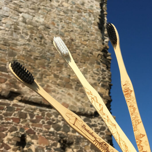 Darčeková bambusová kefka Earth Brush s gravírom Vysoké Tatry detail gravíru