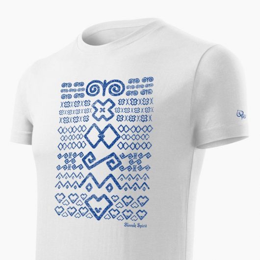 Pánske tričko Čičmanský vzor biele detail - Slovak Spirit