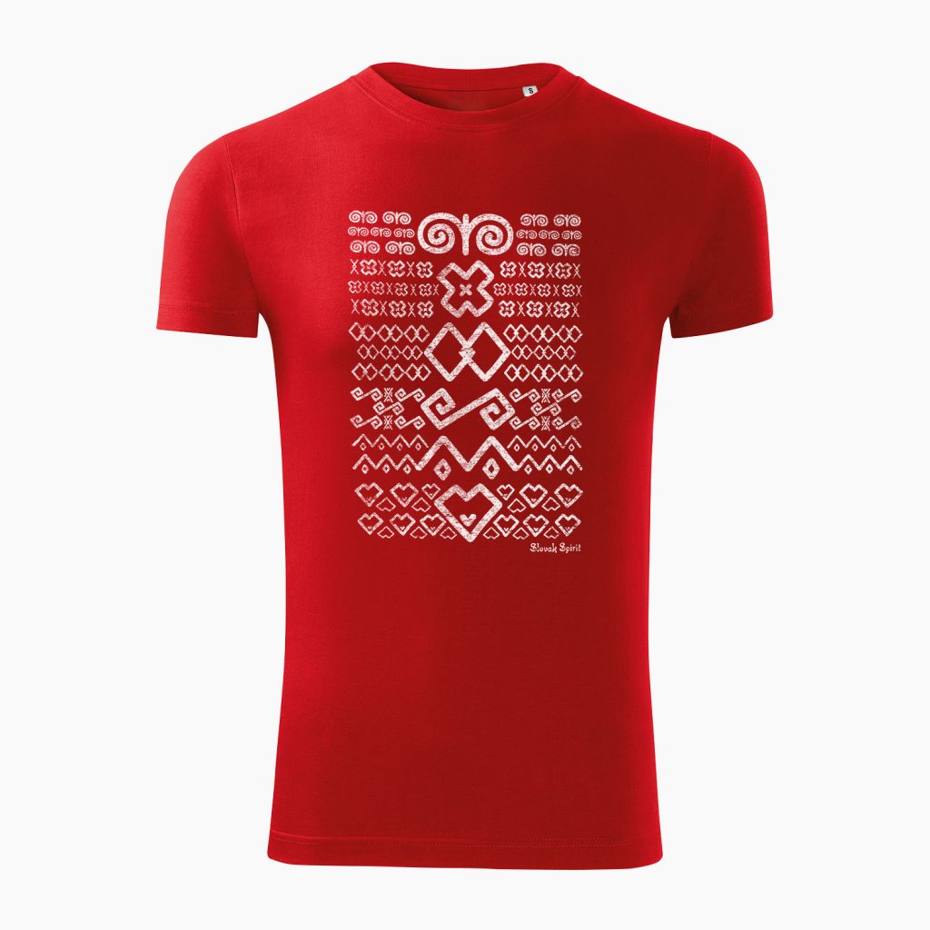 Pánske tričko Čičmanský vzor červené - Slovak Spirit