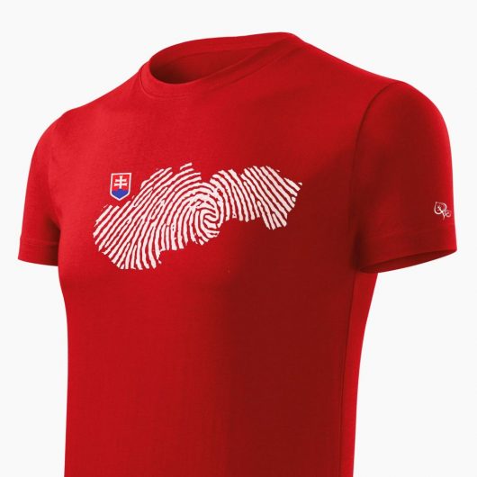 Pánske tričko Odtlačok Slovenska červené detail - Slovak Spirit
