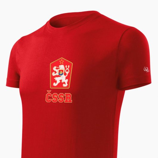 Pánske tričko ČSSR červené detail - Slovak Spirit