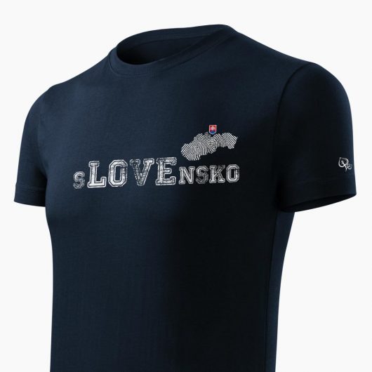 Pánske tričko sLOVEnsko tmavo modré detail - Slovak Spirit