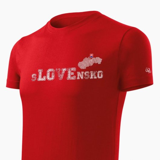 Pánske tričko sLOVEnsko červené detail - Slovak Spirit