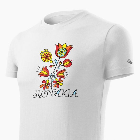Pánske tričko Slovakia Kvet biele detail - Slovak Spirit