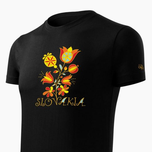 Pánske tričko Slovakia Kvet čierne detail - Slovak Spirit