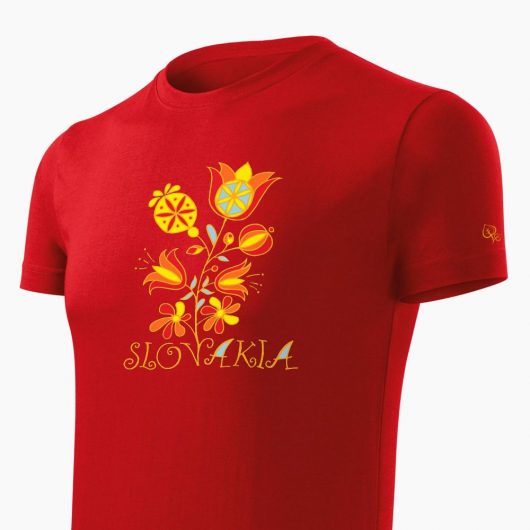 Pánske tričko Slovakia Kvet červené detail - Slovak Spirit