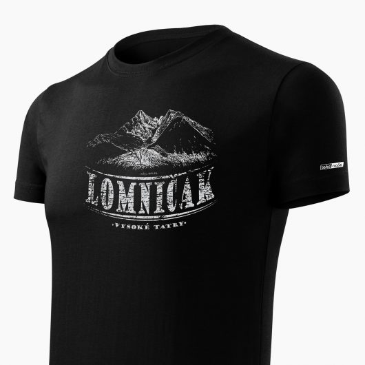 Pánske tričko Vysoké Tatry - Lomničák čierne detail - Také naše
