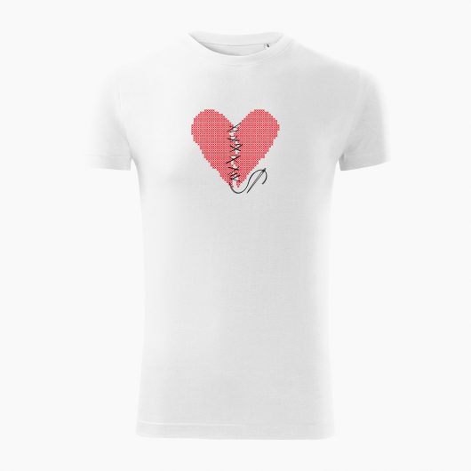 Pánske tričko Zošité srdce biele - Také naše