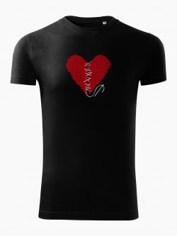 Pánske tričko Zošité srdce čierne - Také naše