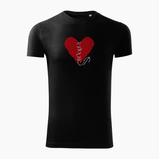 Pánske tričko Zošité srdce čierne - Také naše
