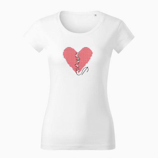 Dámske tričko Zošité srdce biele - Také naše