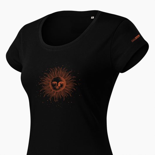 Dámske tričko Kreslené slnko čierne detail - Také naše