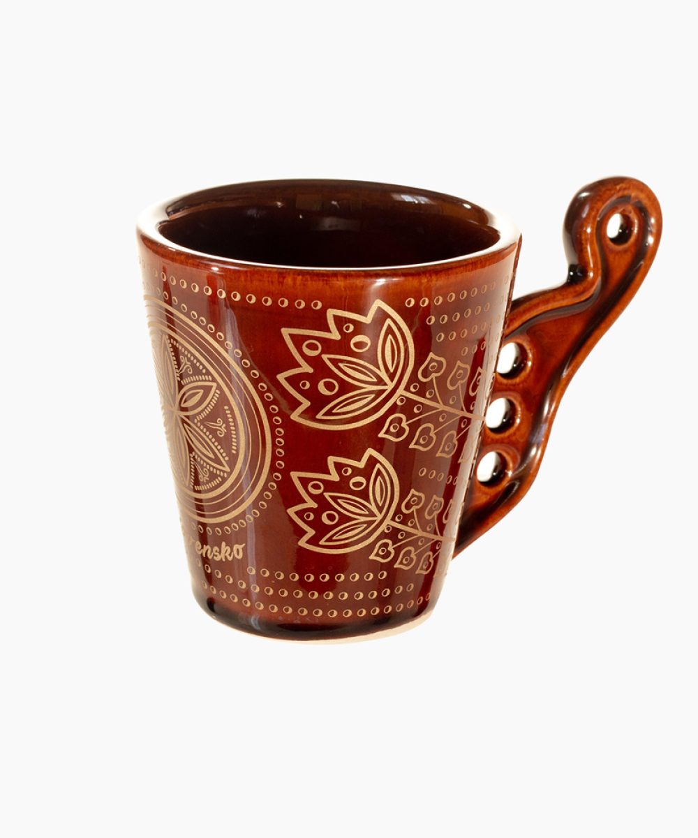 Čerpák s ľudovým ornamentom Kvet života tmavo hnedý