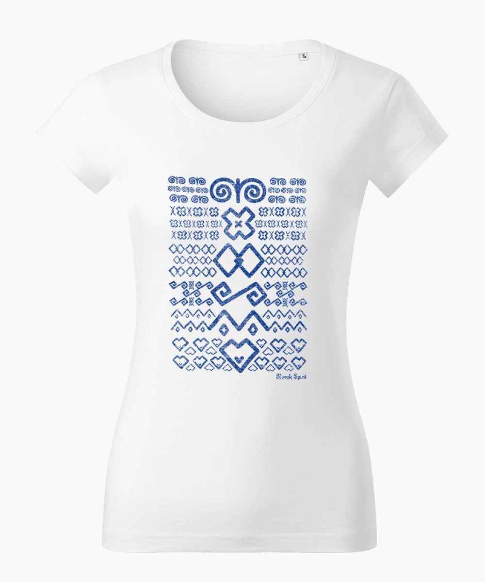 Dámske tričko Čičmanský vzor biele - Slovak Spirit
