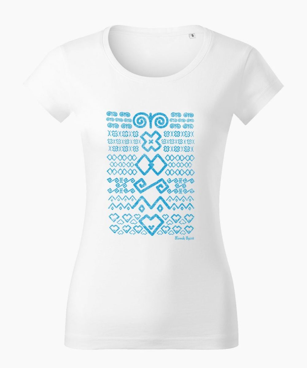 Dámske tričko Čičmanský vzor biele - Slovak Spirit