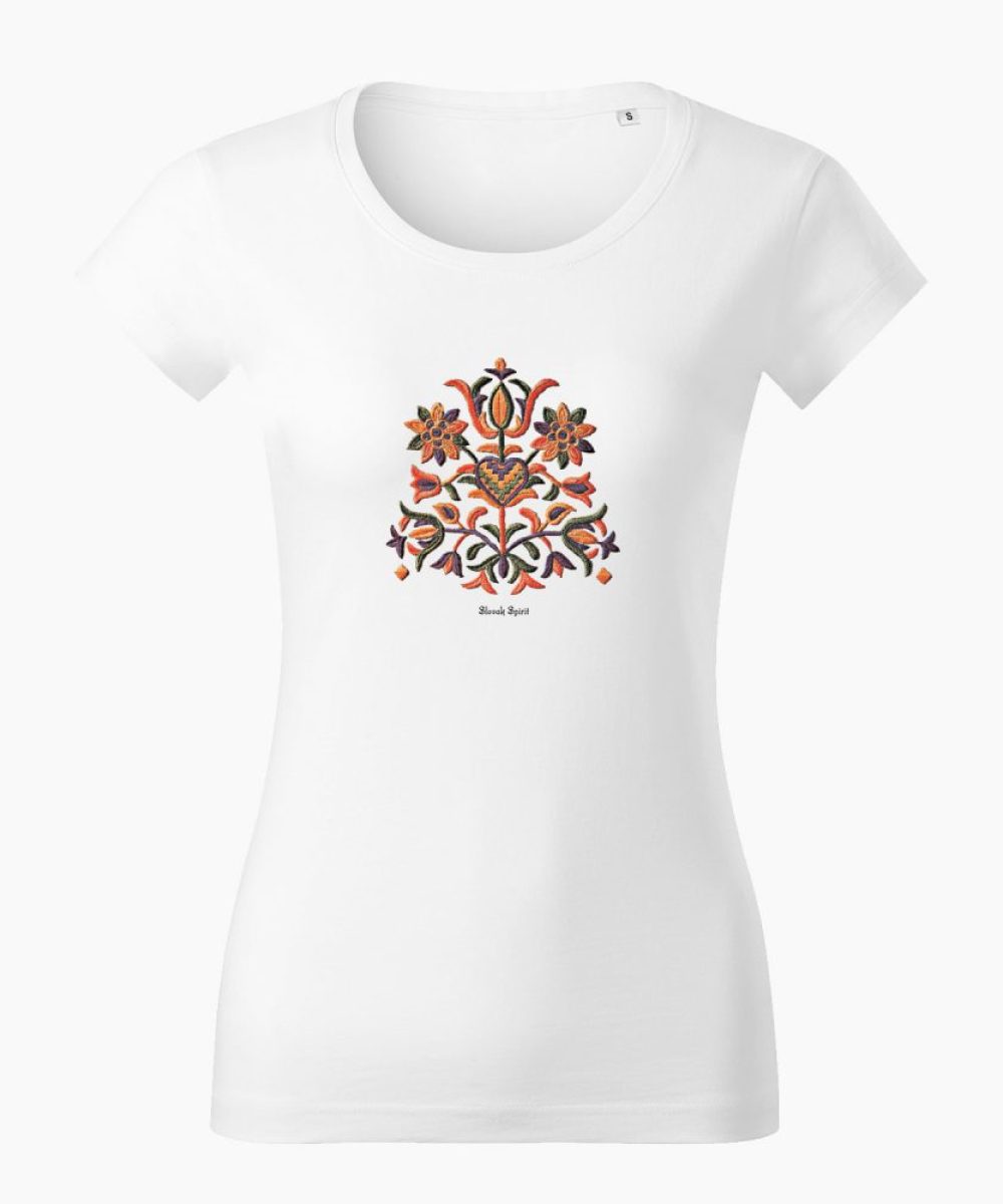 Dámske tričko Výšivka Prievidza biele - Slovak Spirit