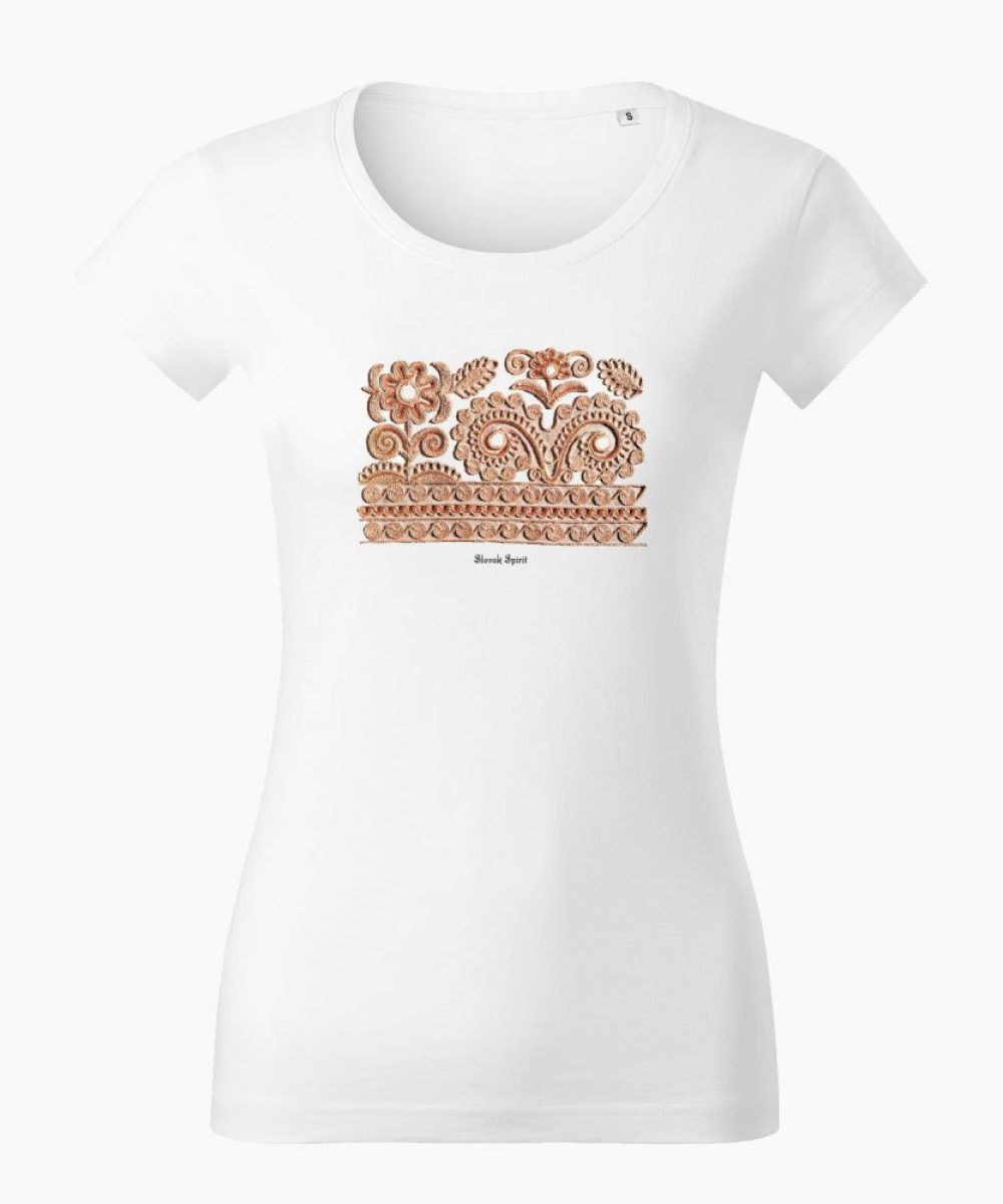 Dámske tričko Výšivka Detva biele - Slovak Spirit